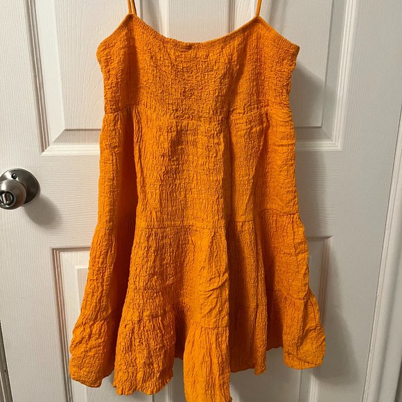 Orange, Krinkled Summer Dress - Picture 1 of 1